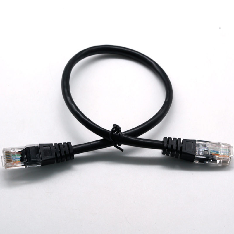 RJ45 8PIN Διαφανής κεφαλή 24/26AWG Μαύρο καλώδιο δικτύου Ethernet Καλώδιο LAN Καλώδιο ηλεκτρικού καλωδίου